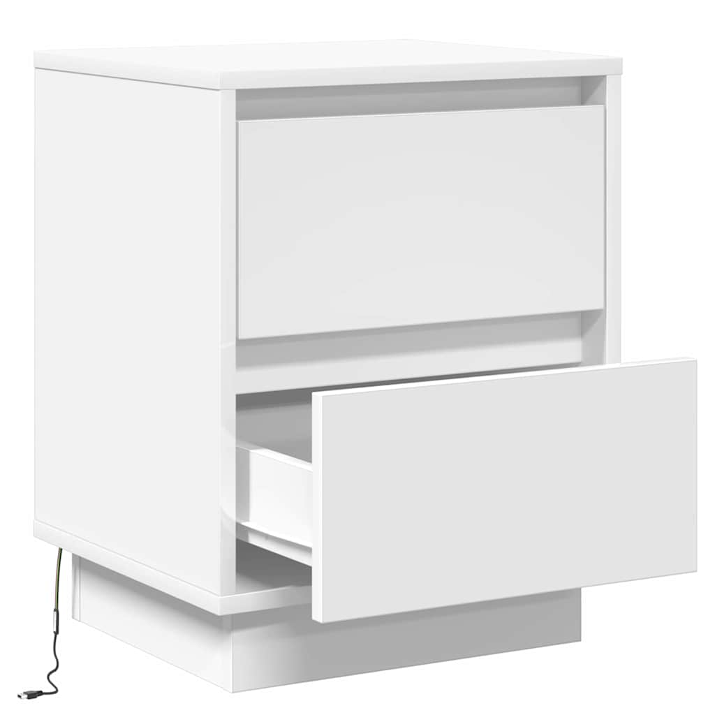 Bedside Cabinet with White 39 x 34.5 x 50 cm Engineered wood
